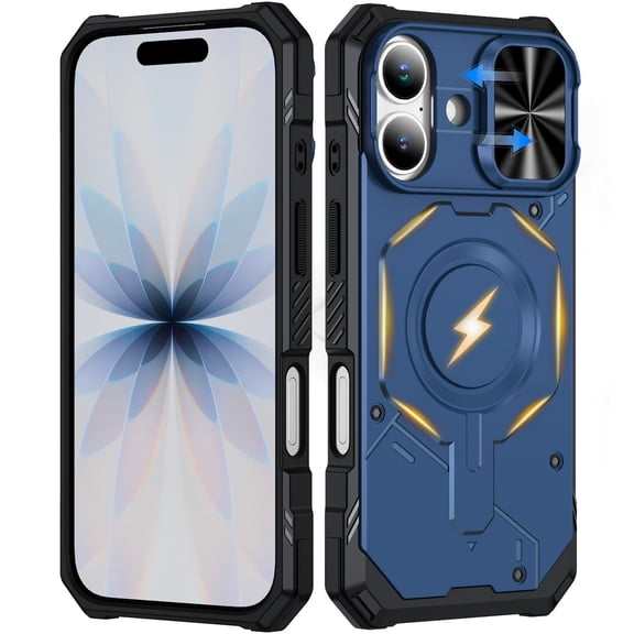 Corliven for iPhone 17 Case with Camera Lens Protection, Rugged PC TPU and Magnetic Wireless Charging, Blue
