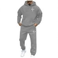 thumbnail image 2 of 2PCS Sweatsuits for Men Hooded Solid Color Long Sleeve Sweatshirt Elastic Waist Long Pant Casual Outdoor Sport Suit 2PC Sets with Pockets, 2 of 6