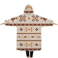 thumbnail image 2 of Oversized Wearable Blanket Hoodie,Brown Ethnic Arrow Pattern Sherpa Blanket Hoodie with Super Pockets,Super Warm Fuzzy Pullover for Women & Men, 2 of 6
