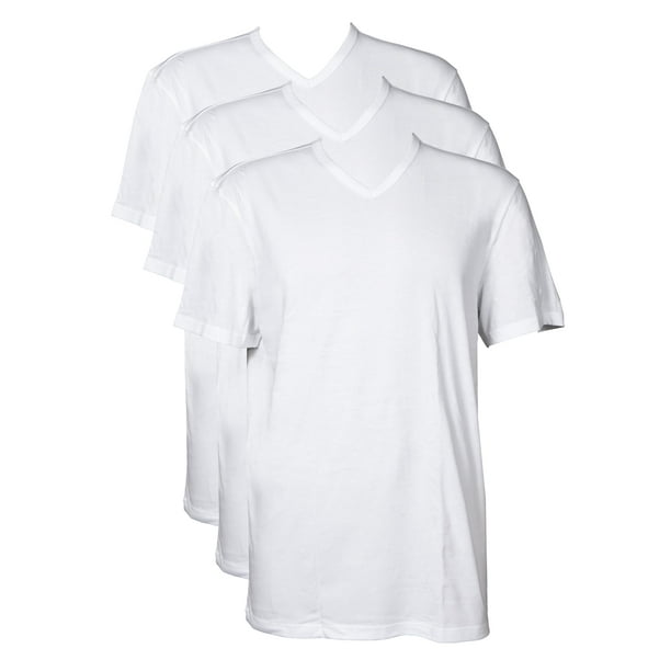 Camiseta Columbia, 3 unidades, algodón, cuello en V, para hombre, color blanco, talla L