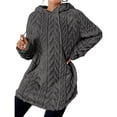 thumbnail image 3 of Sudadera con Capucha de Jacquard de Larga en Color Liso para Mujer, Chaqueta Ajustada con Cordón de Felpa. Gris L, 3 of 8