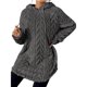 thumbnail image 3 of Sudadera con Capucha de Jacquard de Larga en Color Liso para Mujer, Chaqueta Ajustada con Cordón de Felpa. Gris XL, 3 of 8