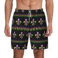 thumbnail image 2 of Goofa Mardi Gras Fleur de Lis Printed Men's Swim Trunks Board Shorts Quick Dry Mens Swimming Trunks with Compression Liner,Breathable Fit Hawaii Beach Shorts-XX-Large, 2 of 9