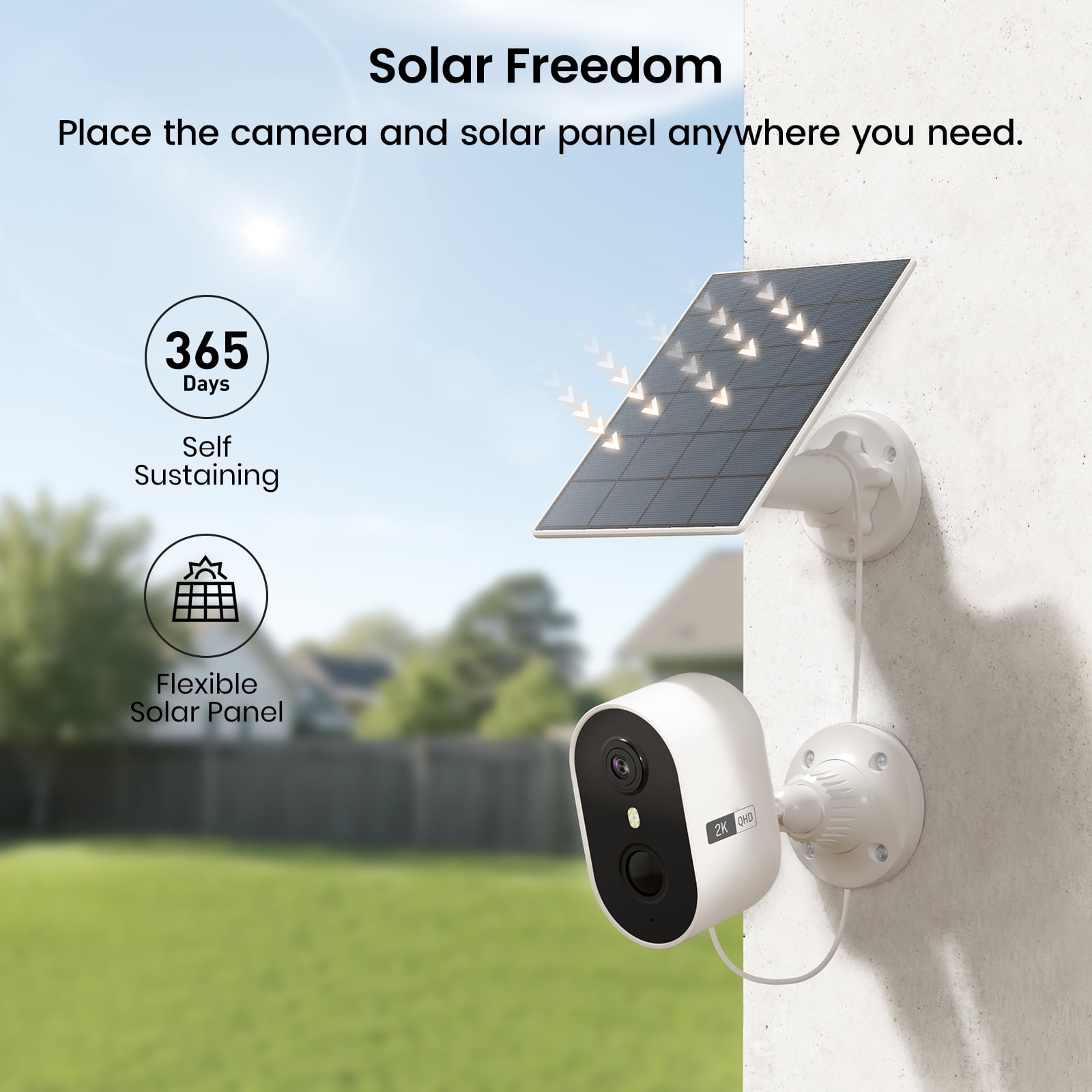AOSU Solar Security Camera Wireless Outdoor, 2K Surveillance Camera for Home ,Spotlight,Siren, 2-Way Audio, PIR Human Detection, Color Night Vision