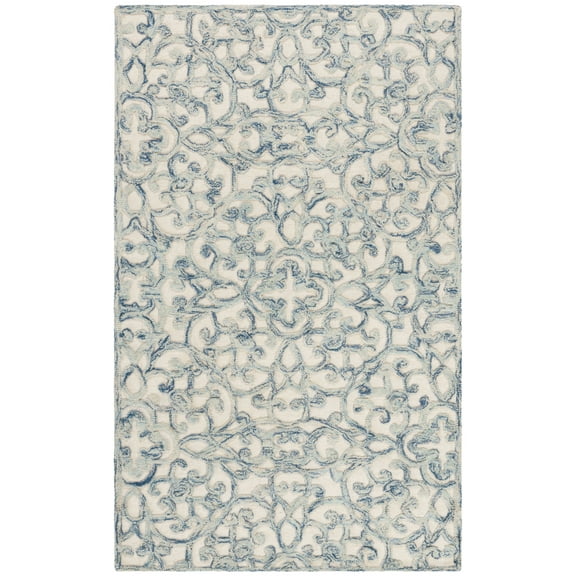 SAFAVIEH Trace Bryan Geometric Area Rug, Blue/Ivory, 3' x 5'