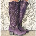 thumbnail image 3 of Botas occidentales negras con remaches a la moda, botas de mujer talla 43, botas de vaquera con tacón grueso, botas hasta la rodilla 2024 para zapatos femeninos, 3 of 5