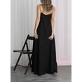 thumbnail image 2 of Komoo Women Summer Casual Linen Dress Spaghetti Strap Contrast Color Flowy Long Dress with Pockets, 2 of 5
