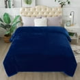 thumbnail image 2 of JML Flannel Fleece Blanket,Soft 1 Ply Lightweight Bed Blanket,Navy, Queen (79"x 91"), 2 of 6