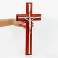 thumbnail image 5 of Nagina International Red Cherry Crafted Wooden Holy Wall Cross With Silver Plated Jesus Christ Crucifix Lord's Replica, 5 of 6