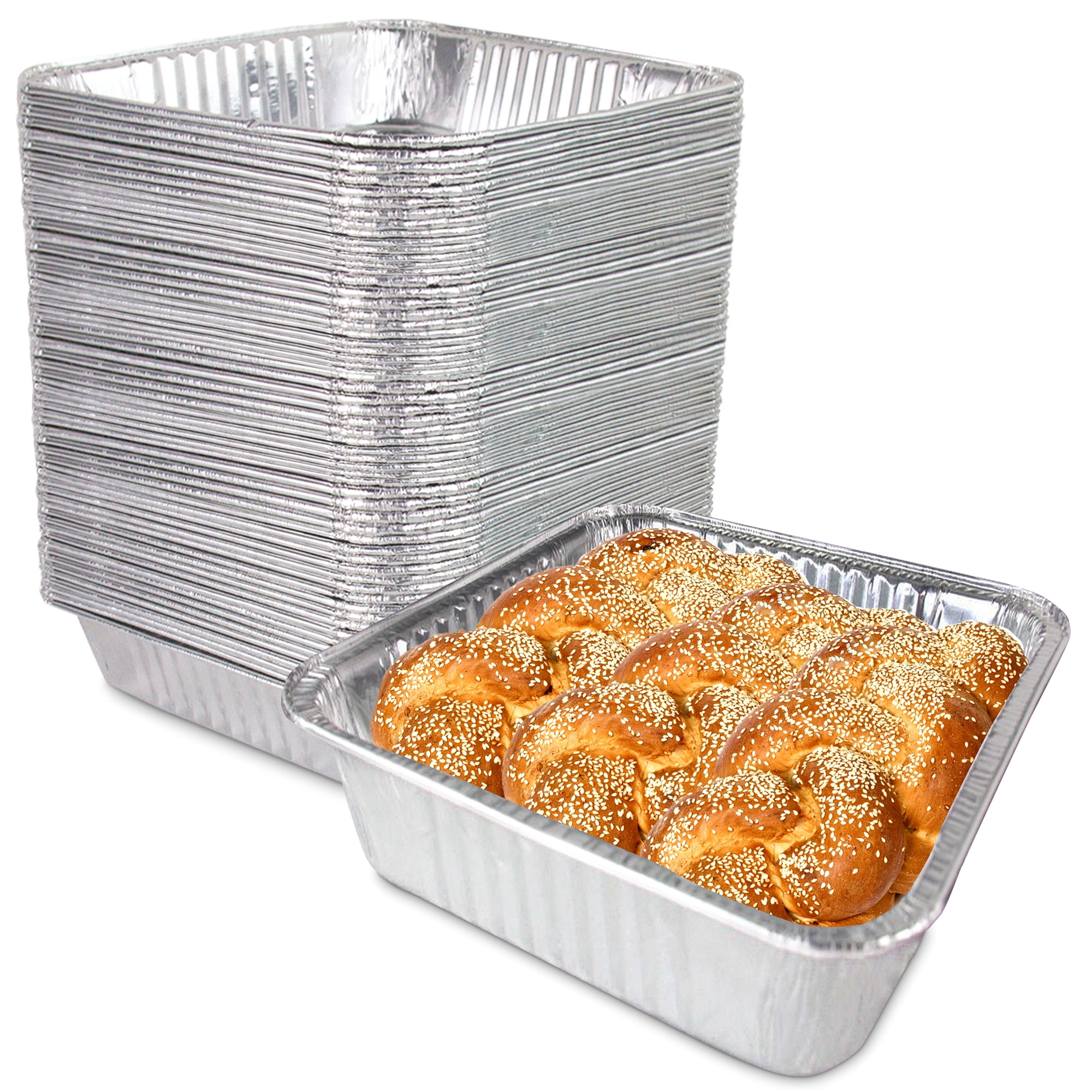 [100 Pack] Square Foil Pans 8 inch Aluminum Cake Pan / Baking Pans for Reheating, Roasting