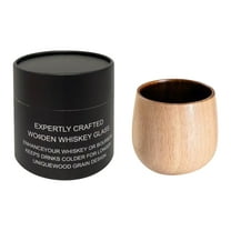 Wooden Whiskey Glasses Set - Charred Oak Bourbon Glasses for Men - Old Fashioned Tasting Cups with Gift Box - Perfect for Groomsmen, Dad's Birthday & Retirement Gifts(D)