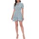 thumbnail image 2 of INSPIRE CHIC Vestido de Chifón con Volantes Florales y Lazo para Mujeres, Manga Corta Puff, Corte Ajustado y Amplio, XL Azul-Blanco, 2 of 6