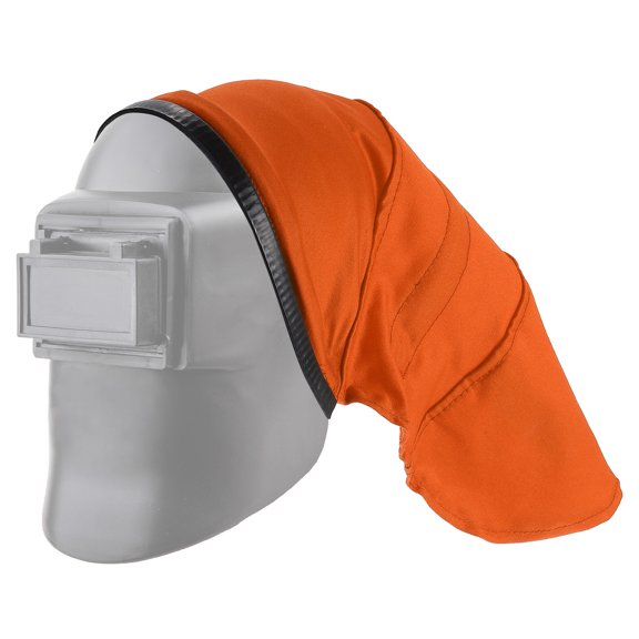 Cubierta de casco de soldadura Uxcell, cubierta de cabeza extendida de algodón FR, accesorios para casco de soldadura con sello de ajuste a presión para la mayoría de los cascos de soldadura, Naranja