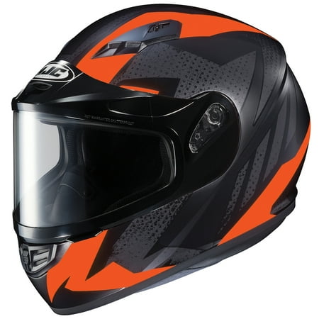 Variant Snow Helmet HJC CS-R3 Treague Snow Helmet with Dual Lens Shield Flat Hi-Viz Bright Orange (MC-6HF) (Black, Medium) ()