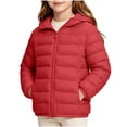 thumbnail image 2 of Agkizg Girls Lightweight Hooded Puffer Coat Zip Up Winter Jacket with Pockets Solid Color Warm Casual Outerwear, 2 of 6
