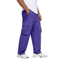 thumbnail image 2 of Lumtrix Men's Cargo Sweatpants Loose Fit Cotton Joggers with Pocket for Gym Hiking Casual Wear Spring Summer Elastic Waist Trousers Purple L, 2 of 8
