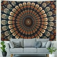 thumbnail image 4 of Chilfamy  Handmade Indian hippie Bohemian Psychedelic Peacock Mandala Wall hanging College Dorm Beach Throws Table Cloth Bedding Tapestry (Golden Green) 40x60inch, 4 of 6