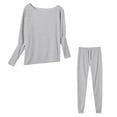 thumbnail image 5 of Womens Two Piece Sweatsuits Long Sleeve Solid Color Off Shoulder Pullover Tops and Jogger Pant Baggy Comfy Casual Fashion Fall Tracksuit Matching Sets, 5 of 7