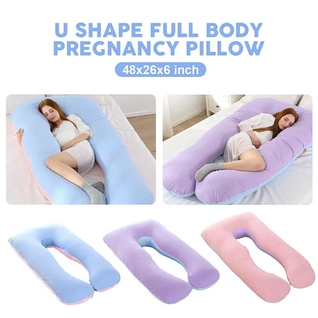 U Shape Total Body Pillow Pregnancy Maternity Comfort Support Cushion Sleep Nursing Maternity Sleep bed Pillow With Zipper,48 x 26 x 6