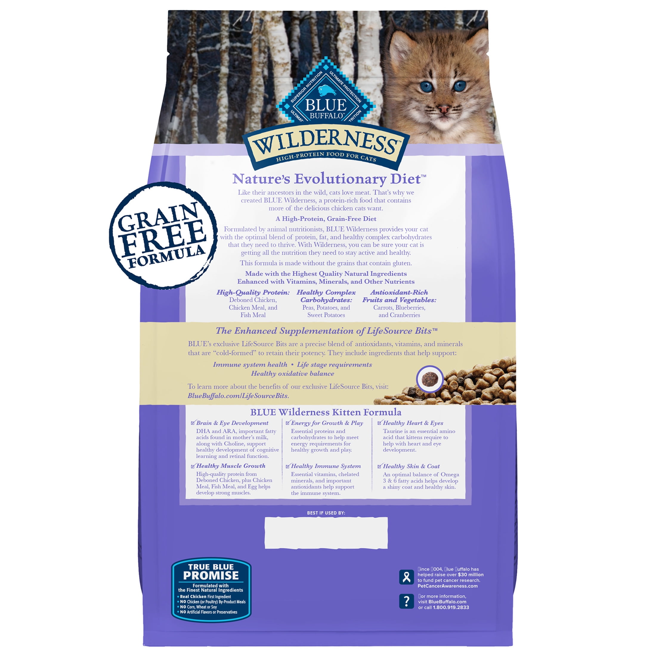 Blue Buffalo Wilderness Natural Kitten Dry Cat Food, High-Protein, Chicken, 5-lb. Bag