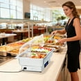 thumbnail image 6 of 600W Electric Stainless Steel Chafing Dish Buffet Server Warmer with 2 Half Size Pan Clear Roll Top for Parties Hotels Restaurants, 6 of 7