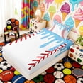 thumbnail image 5 of Erosebridal Blue Drippy Baseball Print Twin Sheet Sets, Sports Monogram Bedding for Kids Boys and Girls, 1 Flat Sheet, 1 Fitted Sheet and 1 Pillowcase, 5 of 6