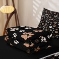 thumbnail image 6 of Homewish Vintage Dog Paw Zipper Full Size Comforter Sets with Fitted Sheet and 2 Pillowcases,Pet Themed Zipper Bedding Set,Black,Black Reversible,4pcs, 6 of 8