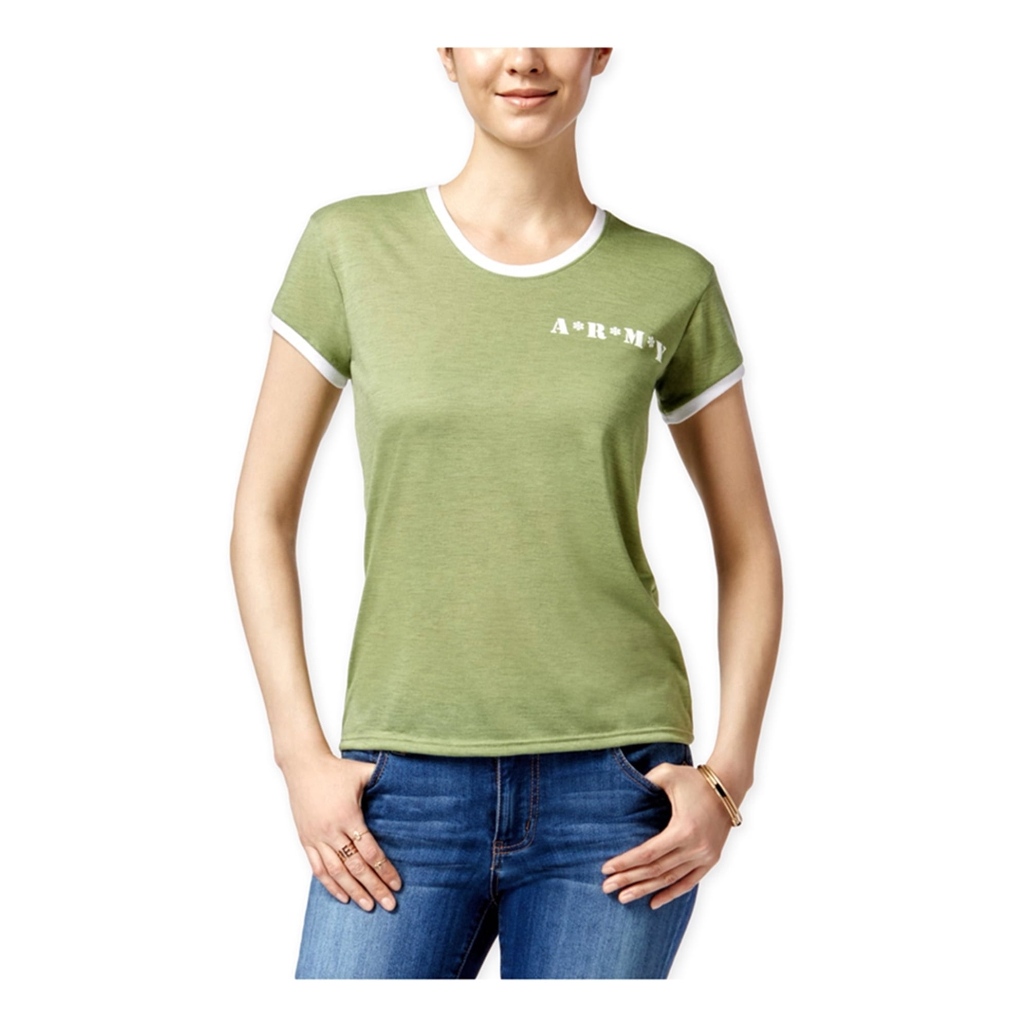 Mighty Fine Womens Army Ringer Graphic 