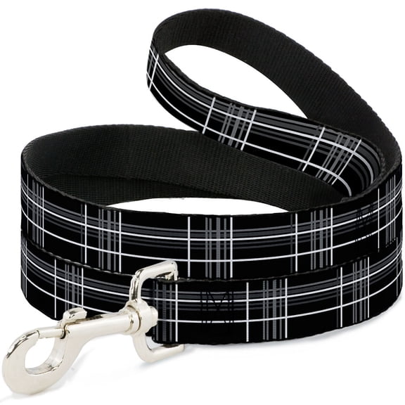 Buckle-Down Pet Leash, Dog Leash, Plaid Black Gray, 4 Feet Long 1.0 Inch Wide