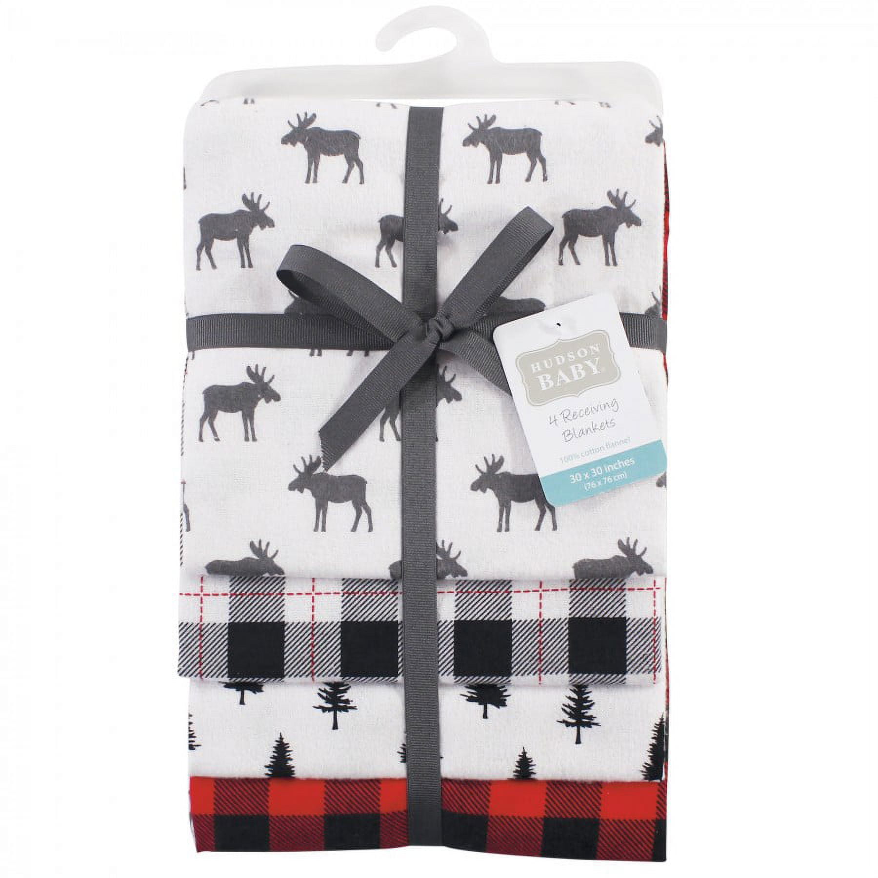 Hudson Baby Unisex Baby Cotton Poly Flannel Receiving Blankets, Moose, One Size