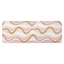 Pink Gold Wave Marble Pattern Kitchen Rug Mat,Kitchen Runner Rugs Non Skid Washable,Decorative Kitchen Floor Mats for Kitchen,Sink,Laundry,17"x47.2"
