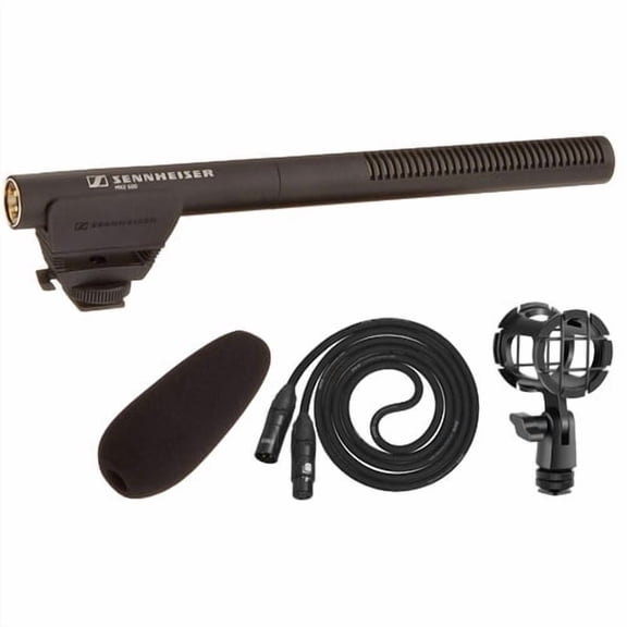 Sennheiser MKE 600 Shotgun Microphone Kit — XLR Video Mic with Shockmount, Cable & Foam Windscreen