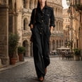 thumbnail image 4 of ClodeEU Women's Button Down Collared Long Sleeve Jumpsuit,High Waist Wide Leg Romper with Pockets ,Women's Plus XXXL, 4 of 7