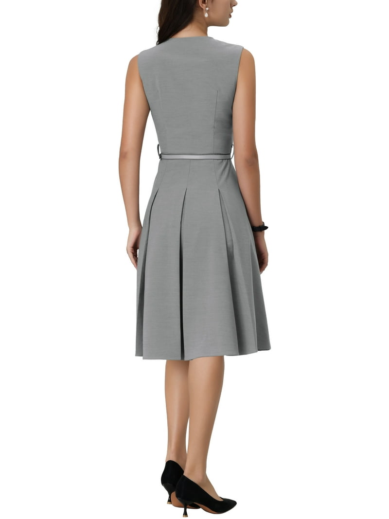 Hobemty women's Sleeveless Dress - Belted Fit & Flare