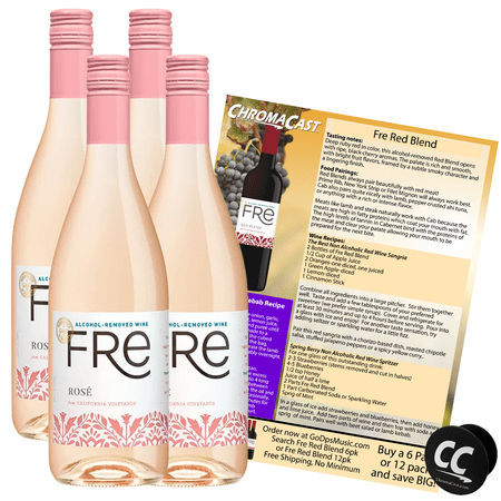 Sutter Home Fre Rosé Non-Alcoholic Wine, Experience Bundle with ChromaCast Pop Socket, Seasonal Wine Pairings & Recipes, 12/750ML, 4-PACK