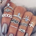 thumbnail image 4 of AYYUFE 10Pcs Women's Punk Vintage Hollow Flower Jewelry Midi Knuckle Rings Set Alloy, Rhinestone Gold, 4 of 5