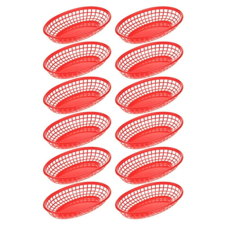 12Pcs Plastic French Fries Basket Boat-shaped Storage Basket Fruit Snacks Tray