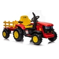 thumbnail image 6 of Ride on Tractor, 12 V Battery Powered Electric Vehicle Toy with LED Lights and Removable Trailer, Remote Control Toy Vehicle with Safety Belt, 6 of 7