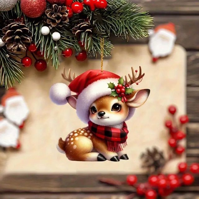 Xihbxyly Las Mejores Ofertas Colgante de Ciervo Navideño Acrílico Plano para Espejo Retrovisor de Coche, Adornando Colgantes Navideños