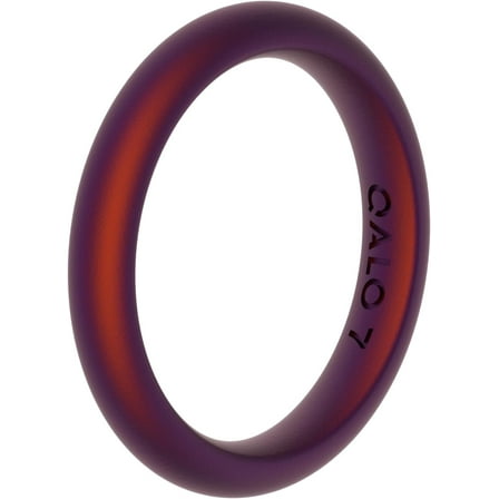 QALO Women's Rubber Silicone Ring, Classic Stackable Rubber Wedding Band, Breathable, Durable Engagement Silicone Ring, 3mm Wide 2mm Thick, Holographic Red, Size 7