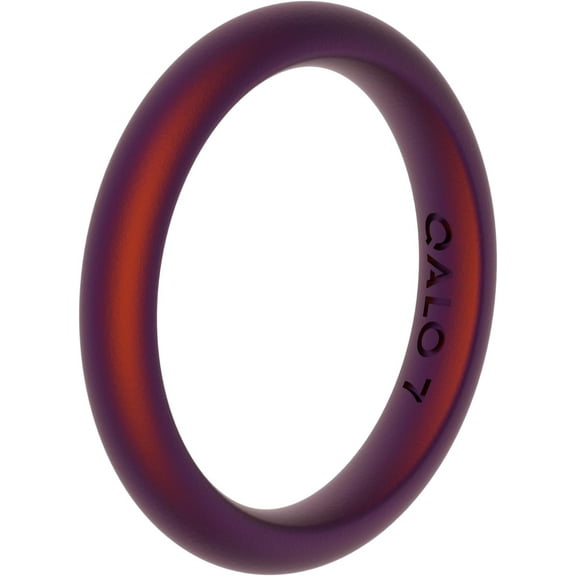 QALO Women's Rubber Silicone Ring, Classic Stackable Rubber Wedding Band, Breathable, Durable Engagement Silicone Ring, 3mm Wide 2mm Thick, Holographic Red, Size 9