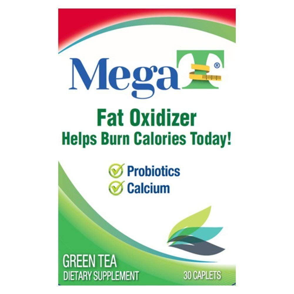 MEGAT Green Tea Caplets With Calcium And Probiotics, 30 Ct
