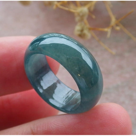 Icy Green Natural A JADE Jadeite Circle RING USA. 5.25 RING 679681 TN
