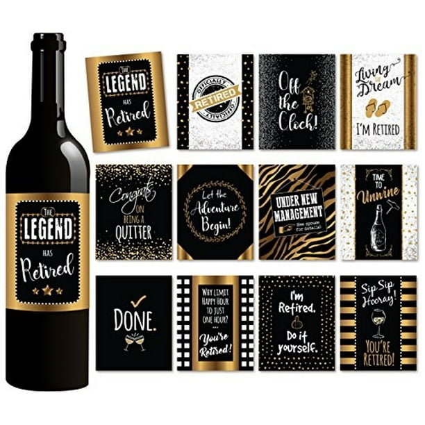 12 retirement wine bottle labels retirement gift and party