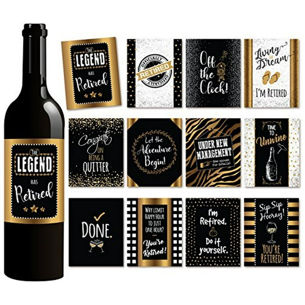 12 Retirement Wine Bottle Labels | Retirement Gift and Party Decorations | Set of 12 Funny ...