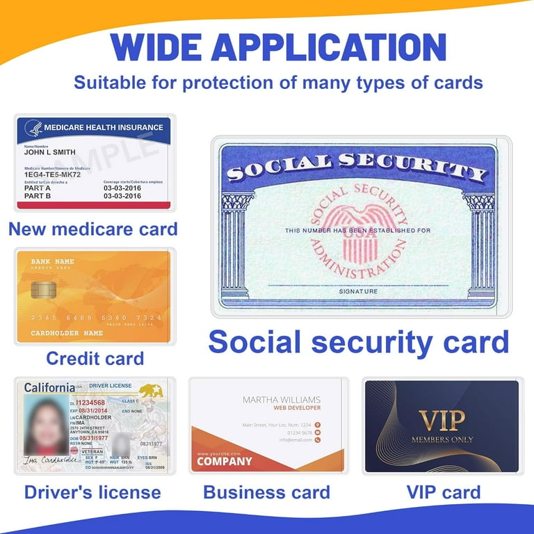 16 PCS Social Security Card Protector Sleeves/New Medicare Card Protector Sleeve/Credit Card Holder,31 Mil Soft Clear Plastic Card Sleeves, Waterproof ... 16 PCS Social Security Card Protector Sleeves/New Medicare Card Protector Sleeve/Credit Card Holder,31 Mil Soft Clear Plastic Card Sleeves, Waterproof ...