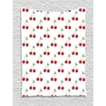 thumbnail image 1 of Cherry Tapestry, Cartoon Summer Fruit Symmetric Repetitive Pattern on Plain Backdrop, Wall Hanging for Bedroom Living Room Dorm Decor, 60W X 80L Inches, Vermilion Green and White, by Ambesonne, 1 of 2