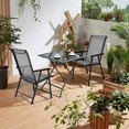 Patio Chairs Outdoor Foldable Sling Chairs with Armrests for Lawn