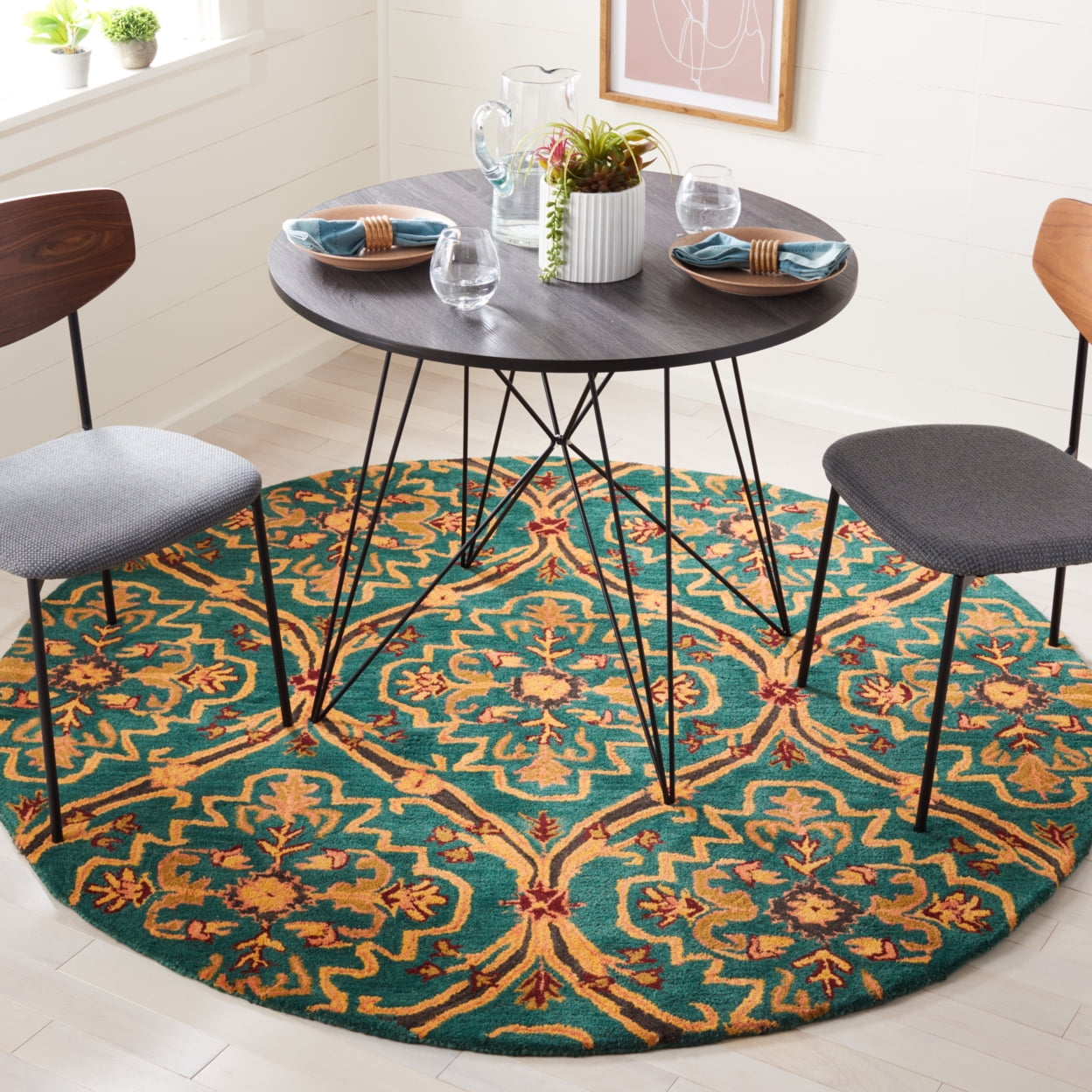 SAFAVIEH Heritage Tana Floral Area Rug, Green/Orange, 3' x 5'