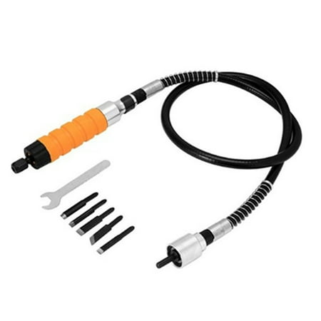 Tools Wood Chisel - Electric Wood Chisel Carving Tool Set with Wrench Chuck Attachment for Woodworking Tools Chisel + five knives + wrench + flexible shaft